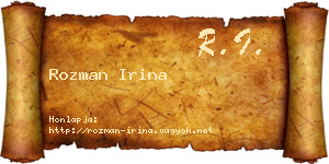 Rozman Irina névjegykártya